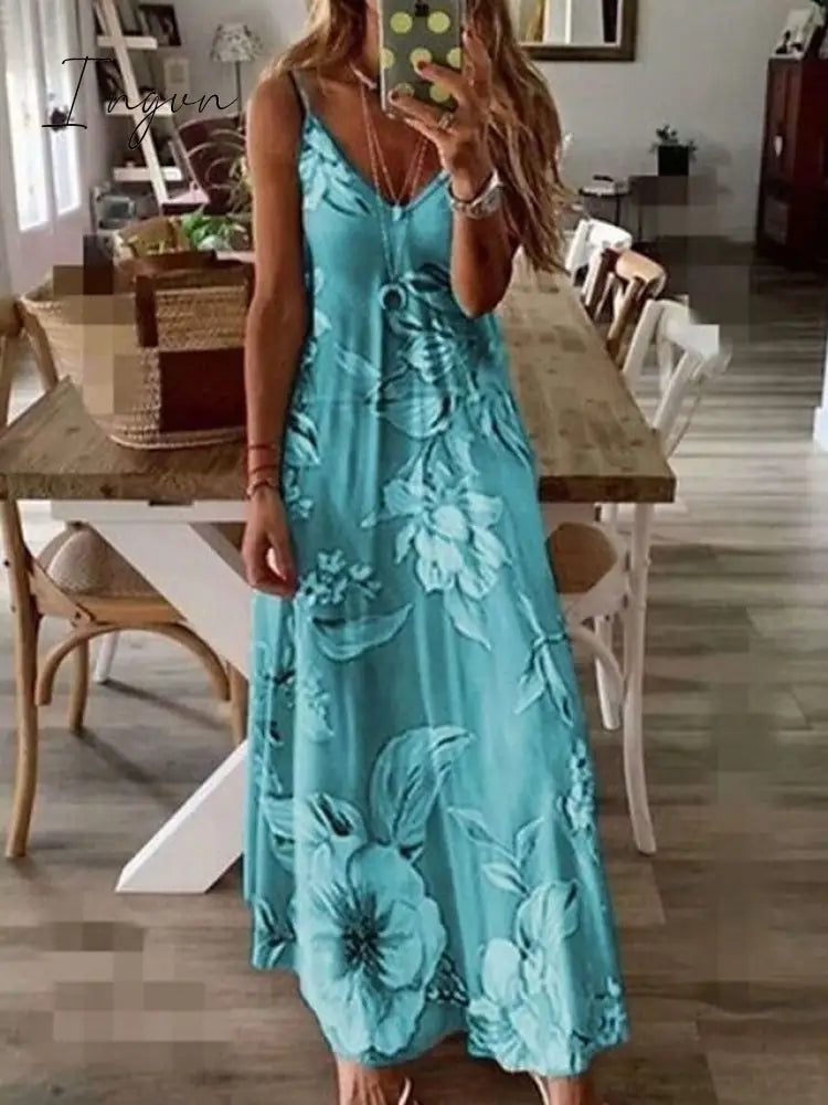 Ingvn - Women’s Long Dress Maxi A Line Summer Print Floral Fashion Modern Daily Holiday Date