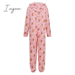 Ingvn - Women’s Pajamas Jumpsuit Leopard Star Warm Comfort Plush Home Christmas Flannel