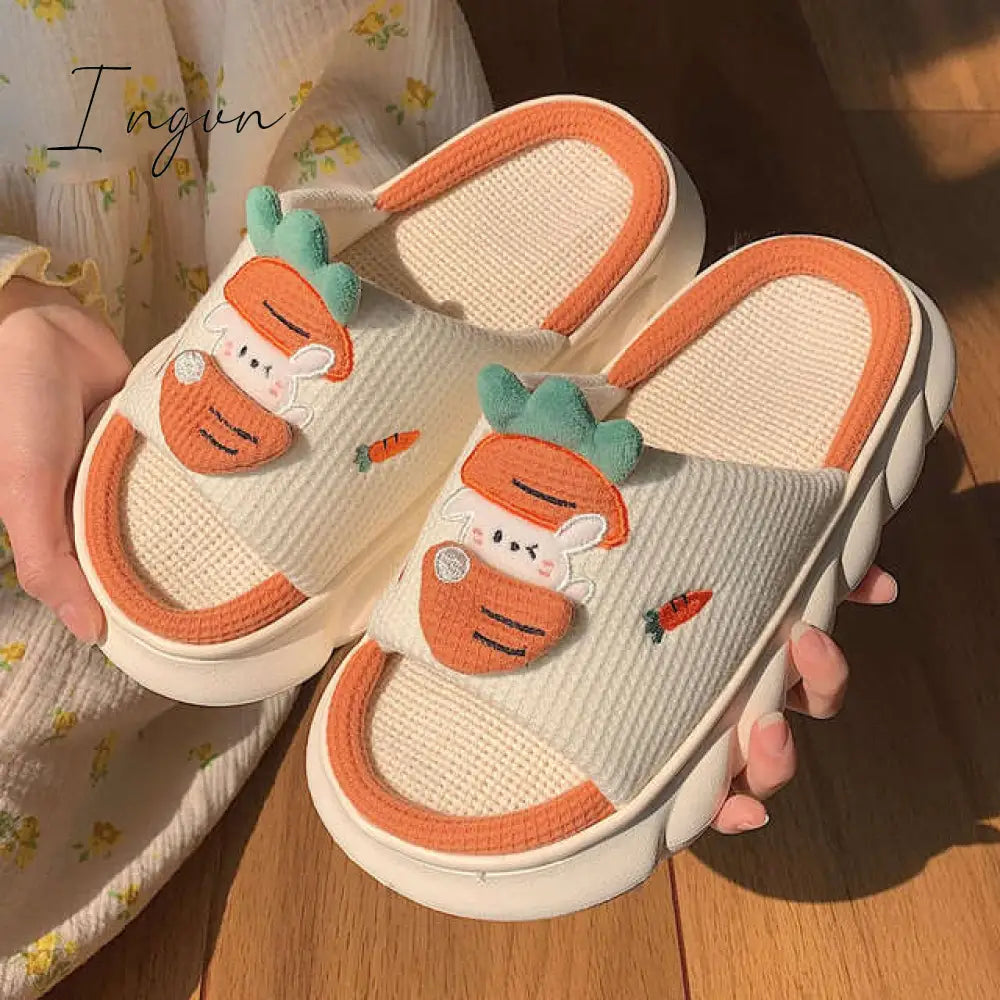 Ingvn - Women’s Slippers Summer Four Seasons Indoor Home Sandals And Cute Cartoon Milk Cow House