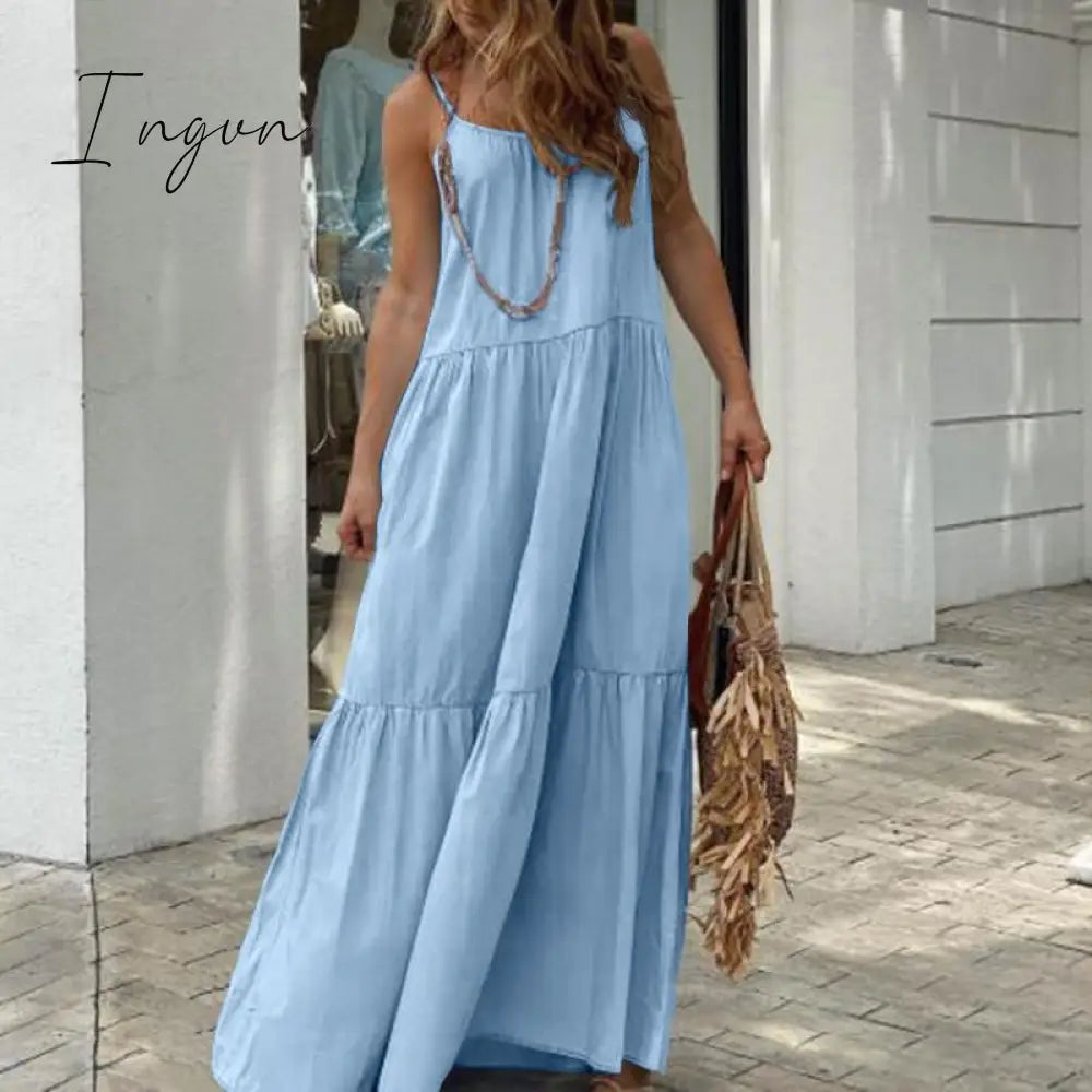 Ingvn - Women’s Sundress Summer Bohemian Spaghetti Strap Maxi Long Dress Zanzea Sexy Party Beach