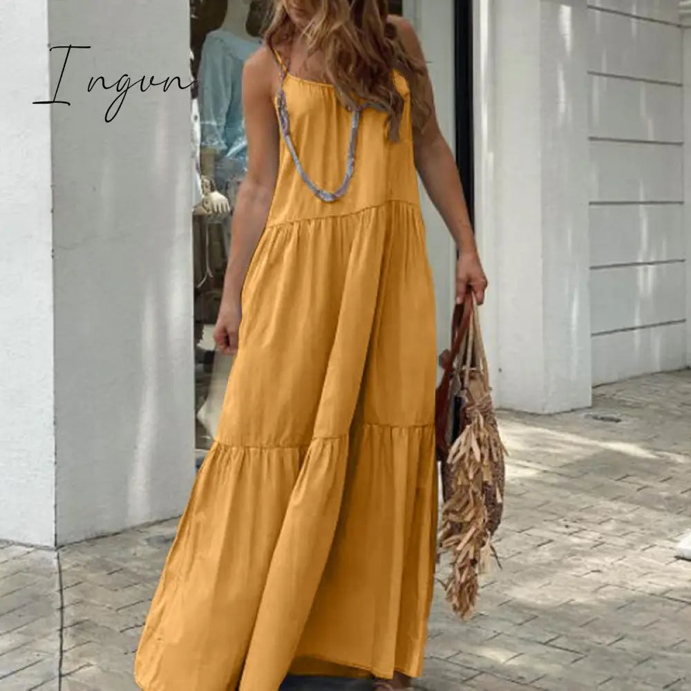 Ingvn - Women’s Sundress Summer Bohemian Spaghetti Strap Maxi Long Dress Zanzea Sexy Party Beach
