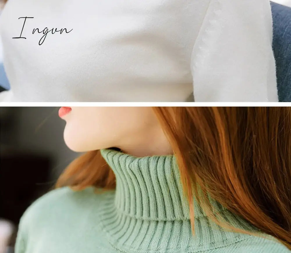 Ingvn - Women’s Sweater Turtleneck Trending New Fashion Top Autumn And Winter Korean Pullover