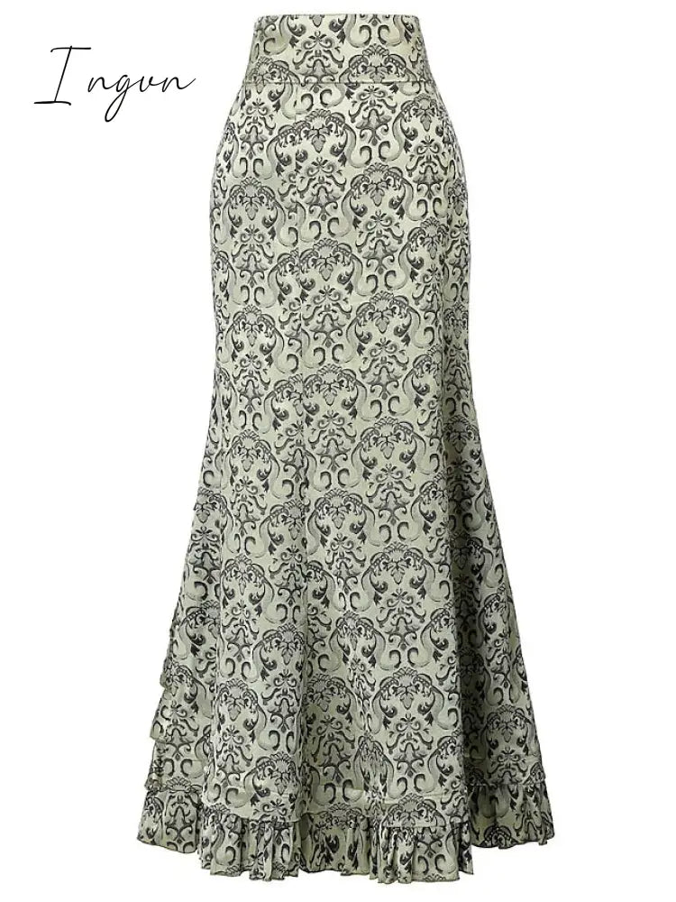 Ingvn - Women’s Trumpet / Mermaid Long Skirt Maxi Polyester Black White Pink Red Skirts Summer
