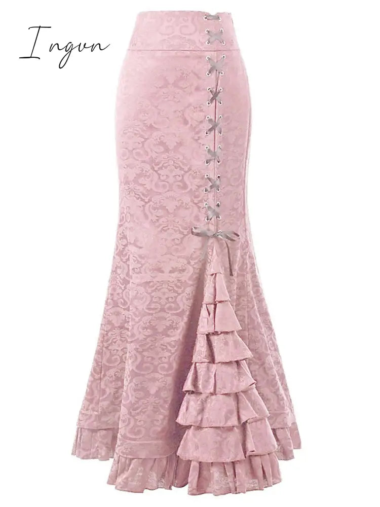 Ingvn - Women’s Trumpet / Mermaid Long Skirt Maxi Polyester Black White Pink Red Skirts Summer