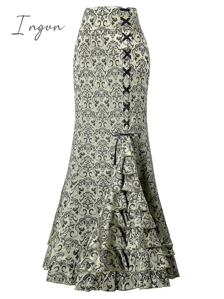 Ingvn - Women’s Trumpet / Mermaid Long Skirt Maxi Polyester Black White Pink Red Skirts Summer