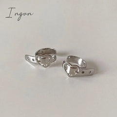 Japan Retro Heart Belt Waistband Shape Small Ear Clip Earring For Women Metal Silver Color Cuff