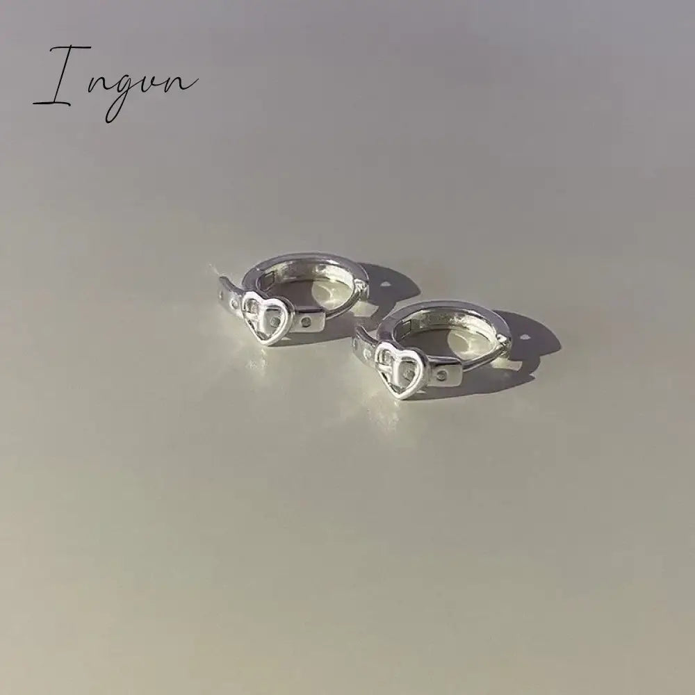 Japan Retro Heart Belt Waistband Shape Small Ear Clip Earring For Women Metal Silver Color Cuff