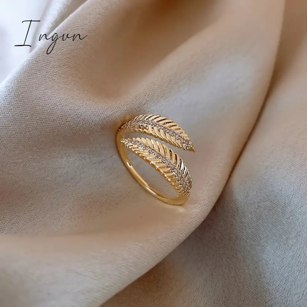 New Luxury Leaf Branch Shape Open Rings For Women Korean Party Exquisite Finger Ring Girls