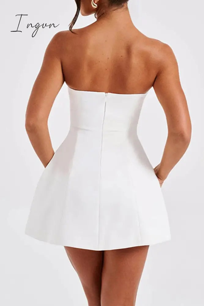 Sexy Solid Strapless Dresses Dresses/Short