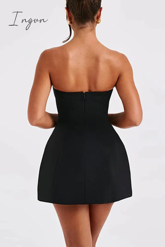 Sexy Solid Strapless Dresses Dresses/Short