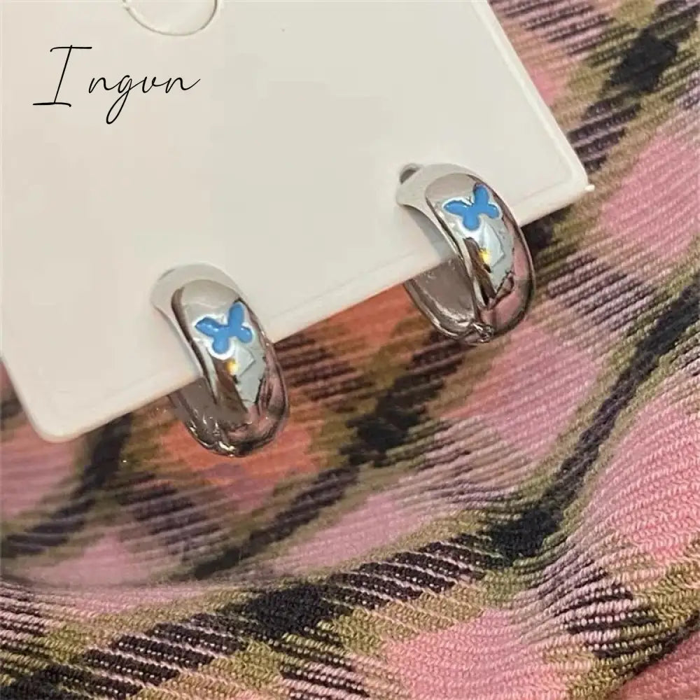 Vintage Luxury Butterfly Ear Buckle Hoop Earrings For Women Girl Korean Fashion New Jewelry Friend