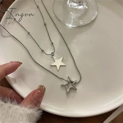 Y2K Irregular Star Pentagram Pendant Necklaces Korean Fashion Punk Hip Hop Necklace For Women