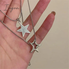 Y2K Irregular Star Pentagram Pendant Necklaces Korean Fashion Punk Hip Hop Necklace For Women