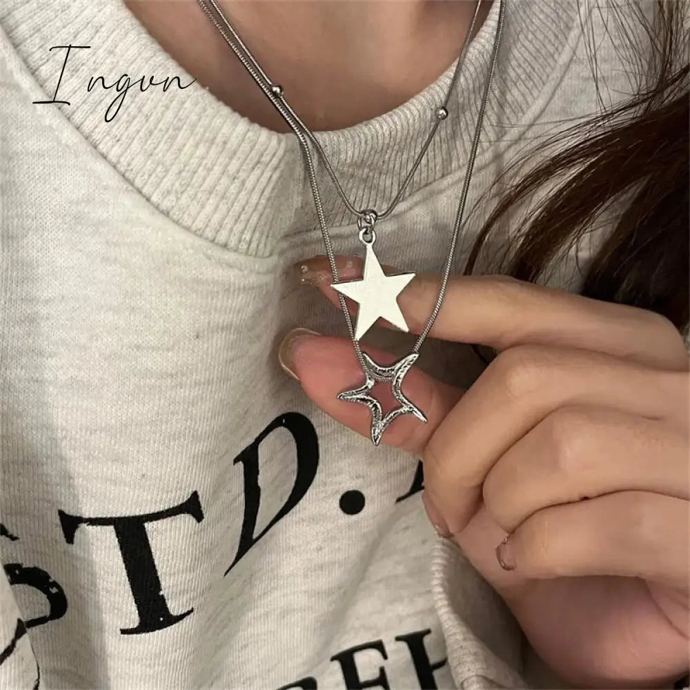 Y2K Irregular Star Pentagram Pendant Necklaces Korean Fashion Punk Hip Hop Necklace For Women